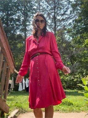 Vintage silk Dana Buchman silk chiffon button front dress